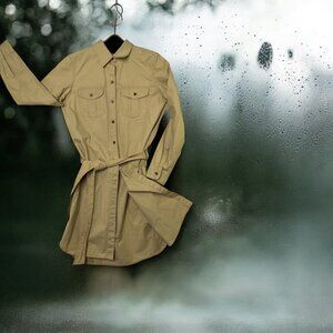 Ralph Lauren Womens Khaki Cotton Belted Shirt Dress
